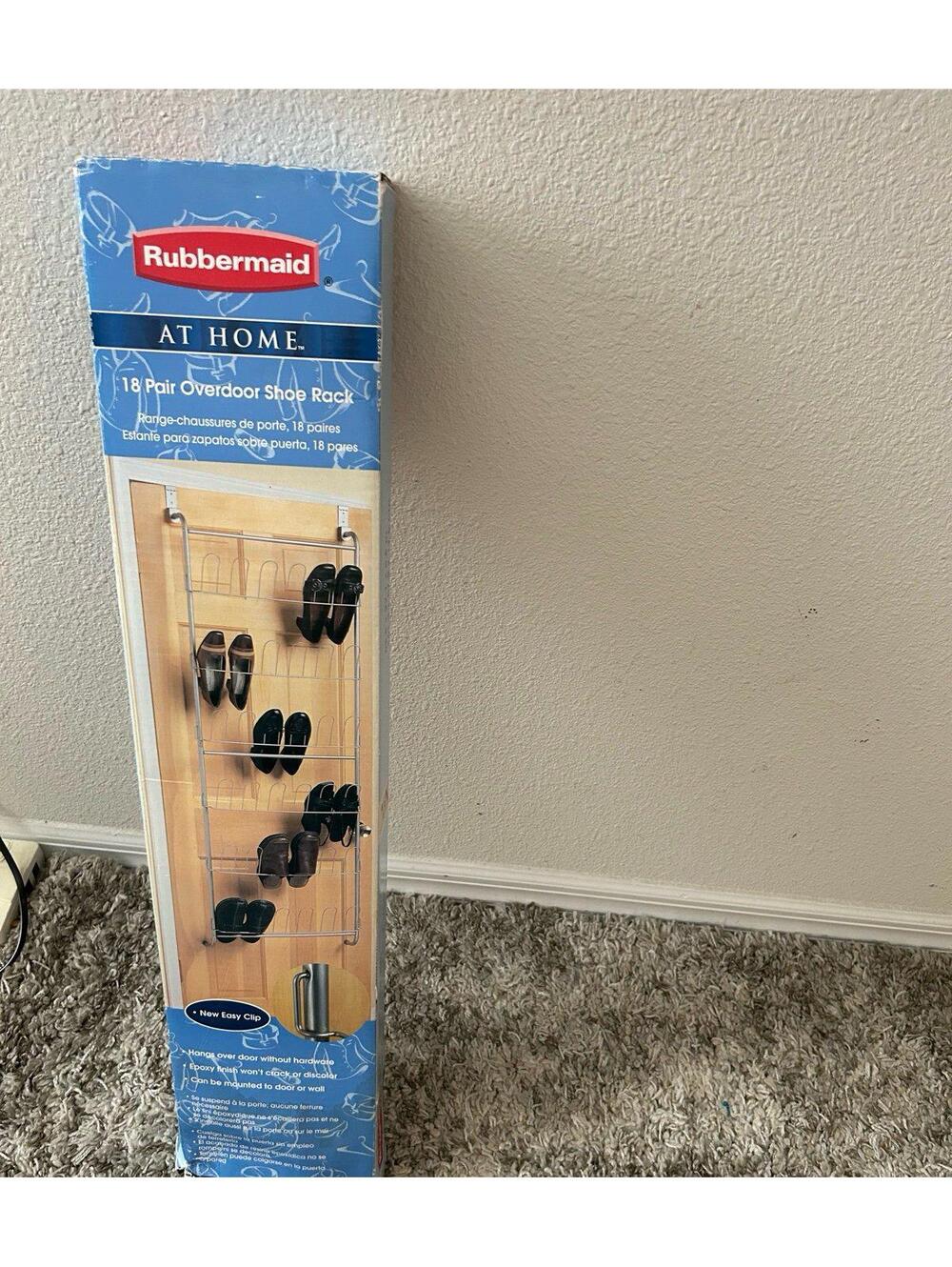 ✨New RUBBERMAID  over the Door Shoe Rack, White, 18 Pairs of Shoes